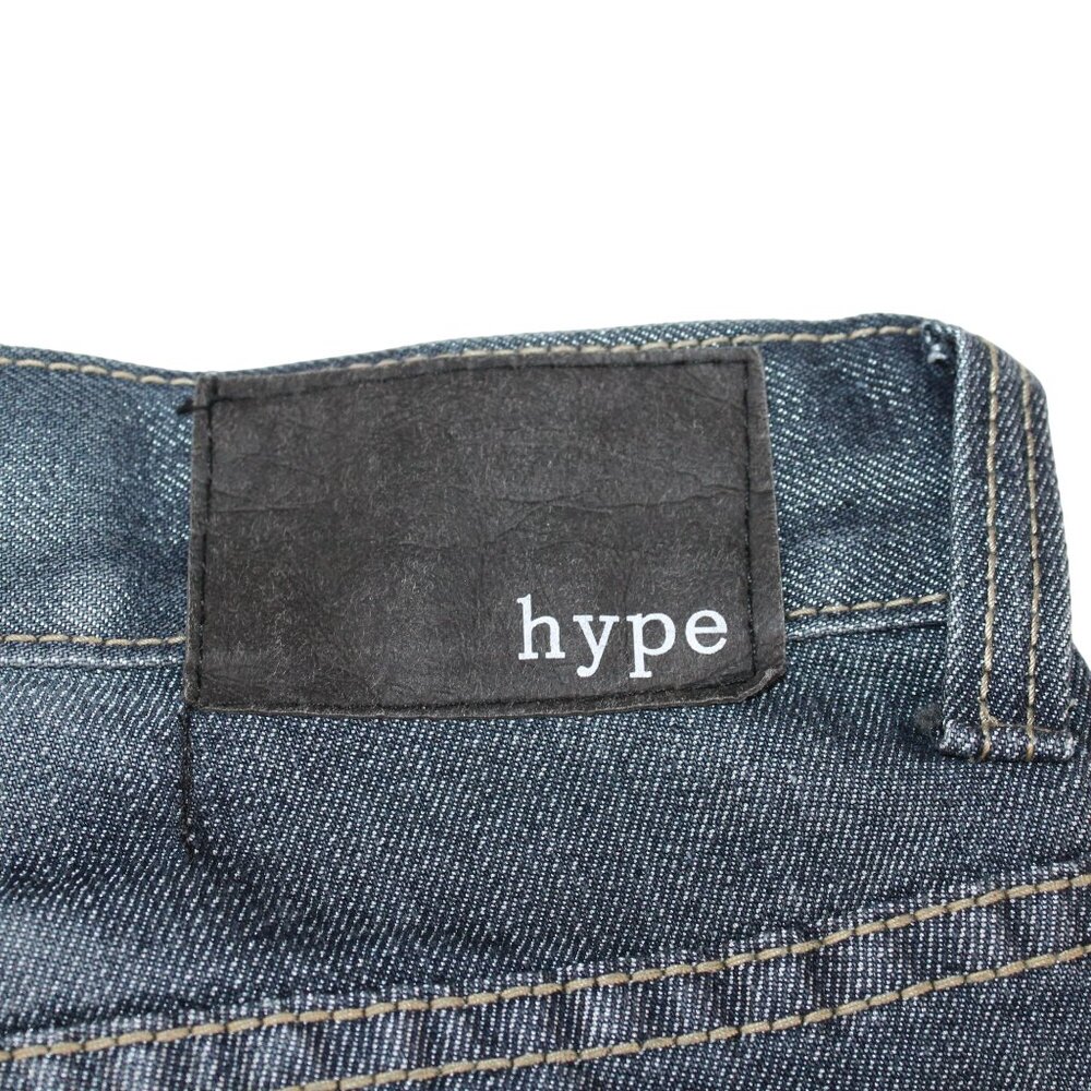Hype Mens Sz 32 X 32 Medium Wash Denim Blue Jeans Straight Leg Decorated Pockets - Picture 8 of 15
